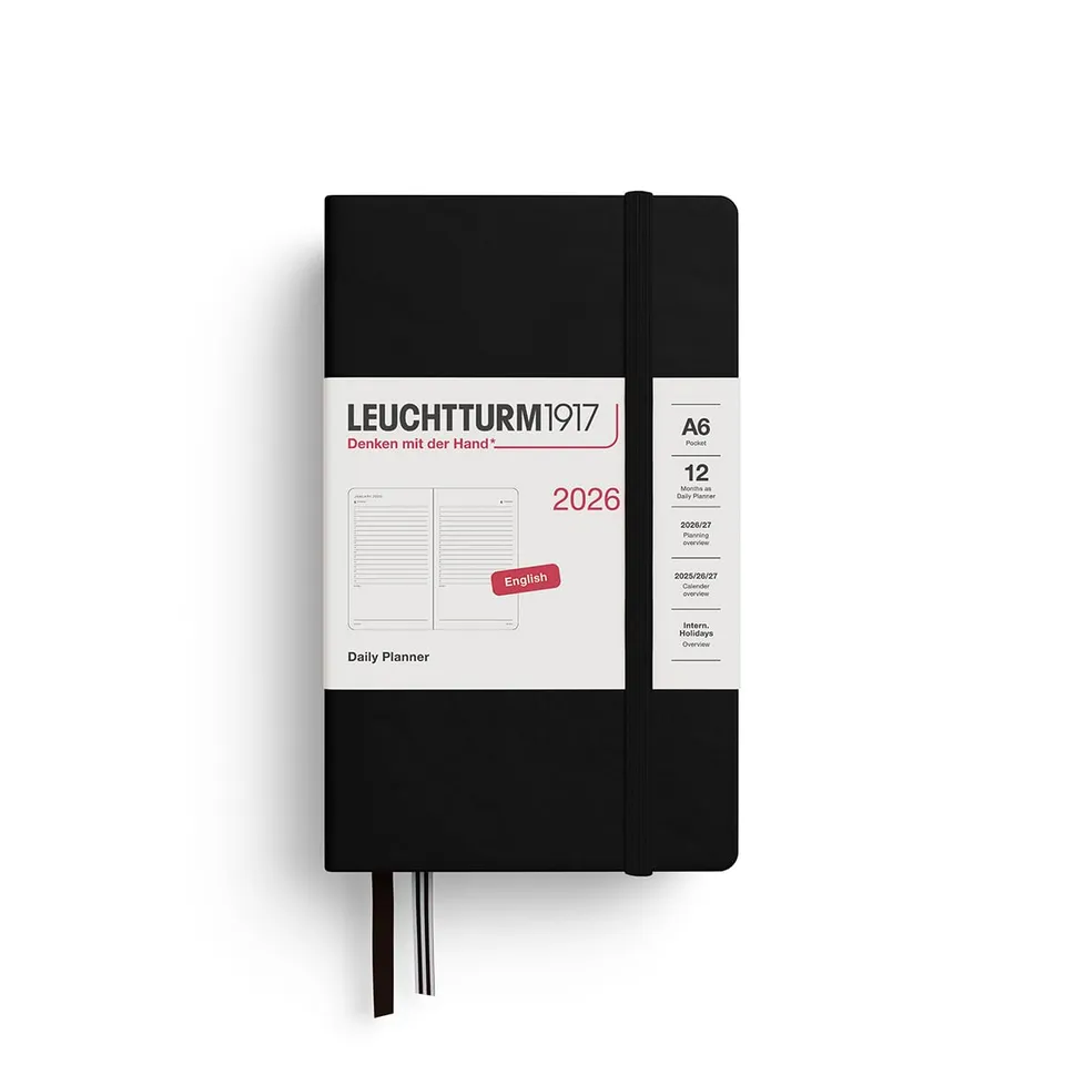 leuchtturm1917-tageskalender-2026-pocket-a6-schwarz-englisch image 1