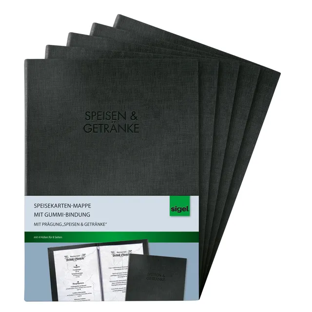 sigel-sm111-5-speisekarten-mappen-a4-mit-gummi-bindung-schwarz-5er-pack image 1
