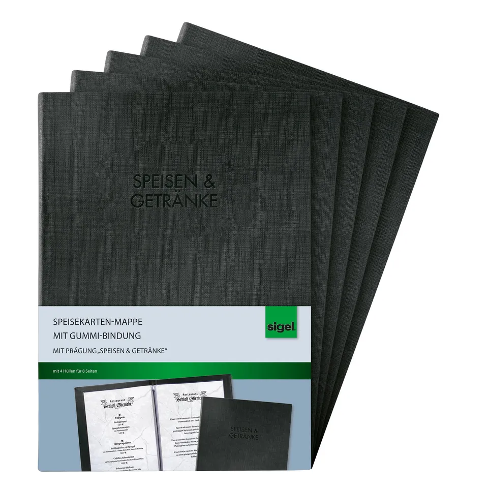 sigel-sm111-5-speisekarten-mappen-a4-mit-gummi-bindung-schwarz-5er-pack image 1