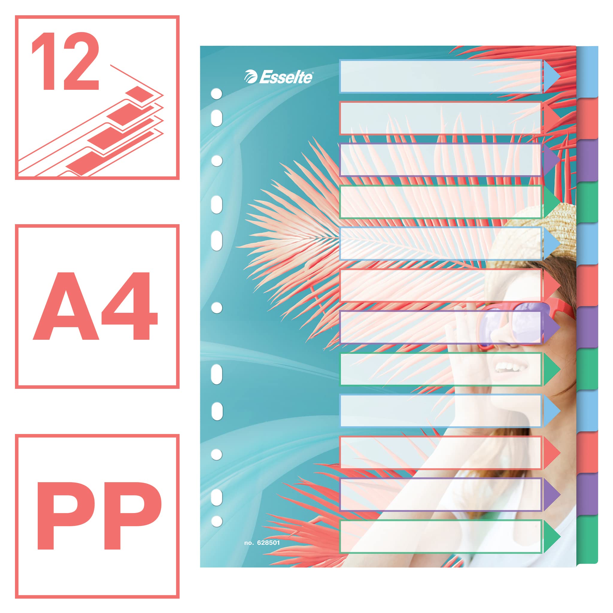 esselte-colour-breeze-a4-registerkarten-12-trennbl-tter-mehrfarbig-628501 image 2