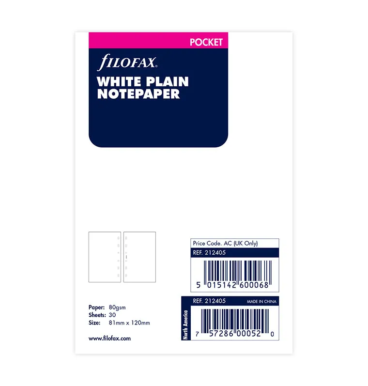 filofax-pocket-notizpapier-wei-blanko-organiser-einlage-30-blatt image 1