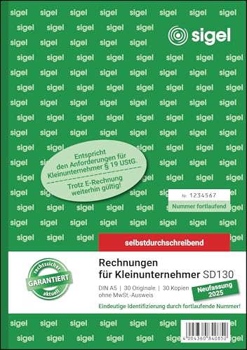 sigel-rechnungsblock-kleinunternehmer-a5-5-st-ck-2x30-blatt-selbstdurchschreiben image 5