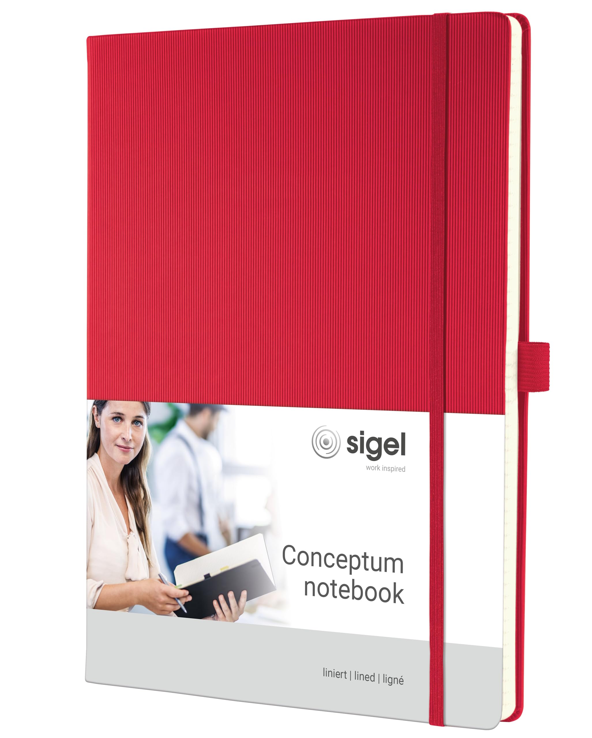 sigel-conceptum-co645-notizbuch-a4-liniert-rot-hardcover-194-seiten-mit-stiftsch image 1