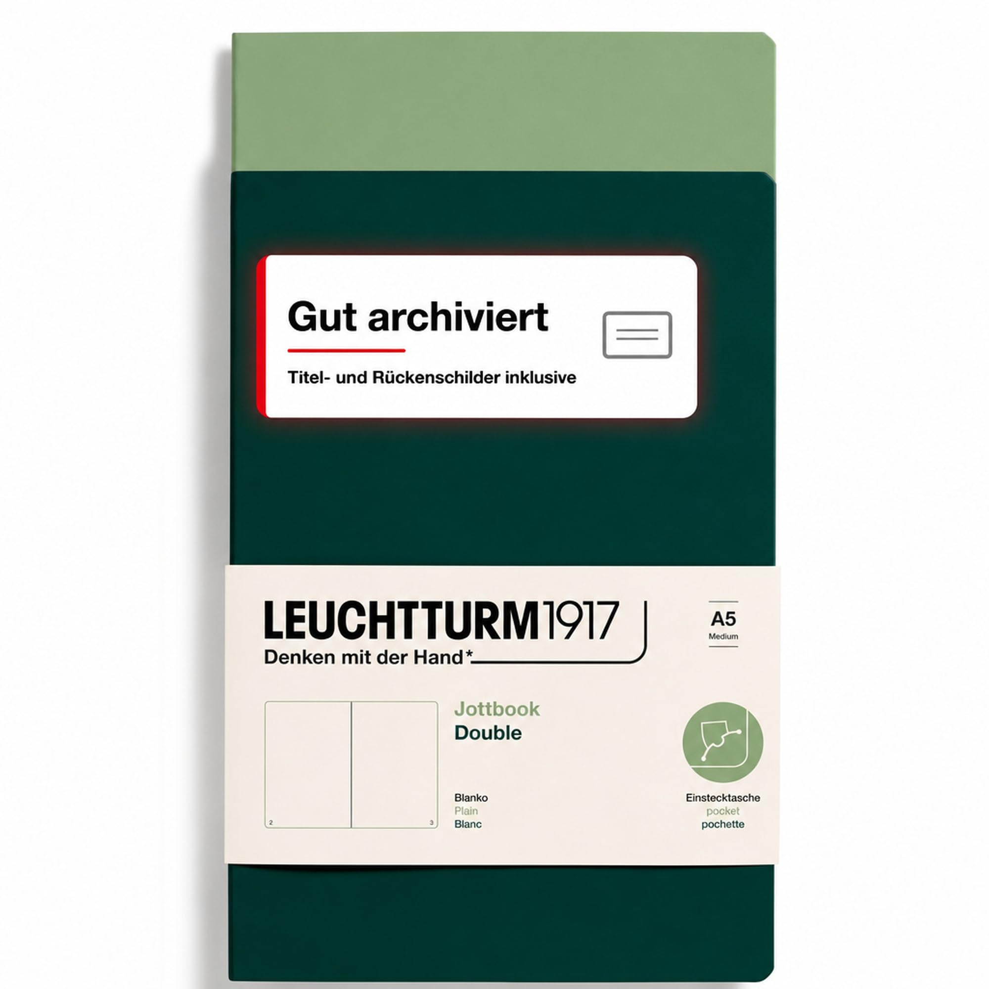 leuchtturm1917-jottbook-a5-blanko-2er-pack-salbei-und-forest-green image 4