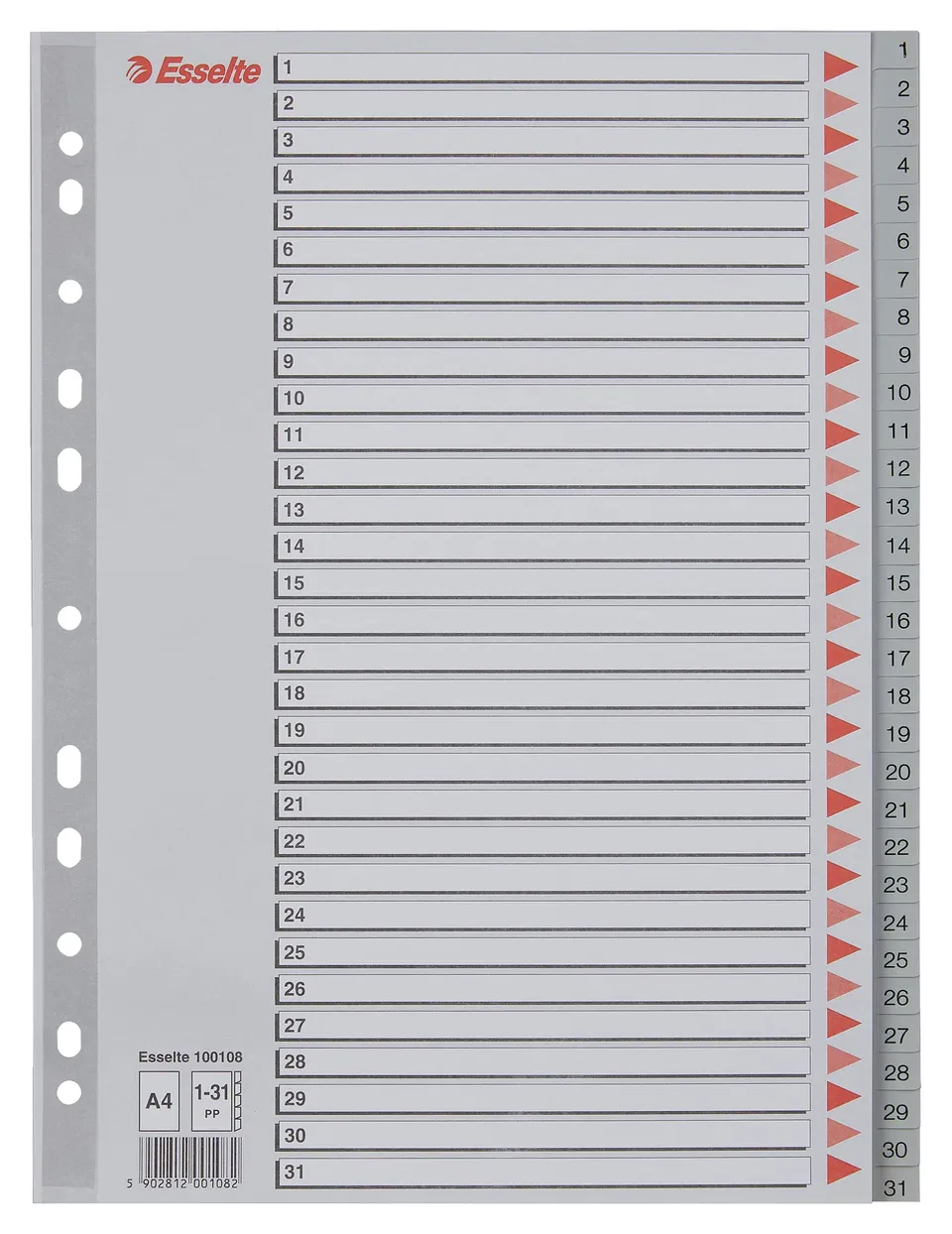 esselte-register-a4-1-31-grau-berbreite-100108 image 1
