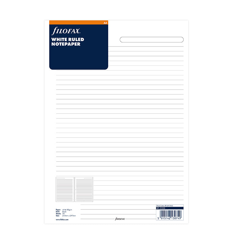 filofax-notizpapier-wei-liniert-a4-20-blatt image 1