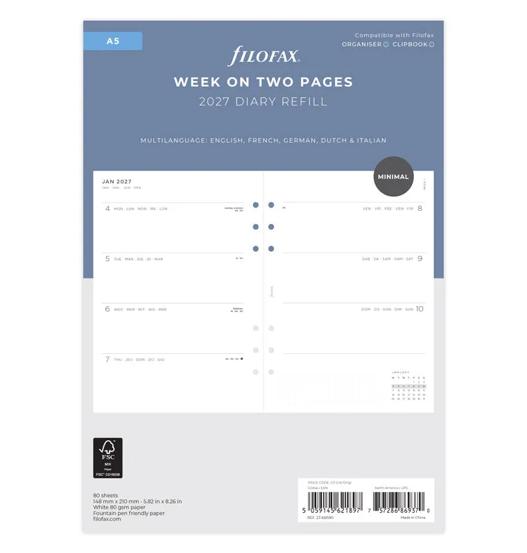filofax-minimal-kalendereinlage-1-woche-2-seiten-a5-2027 image 1