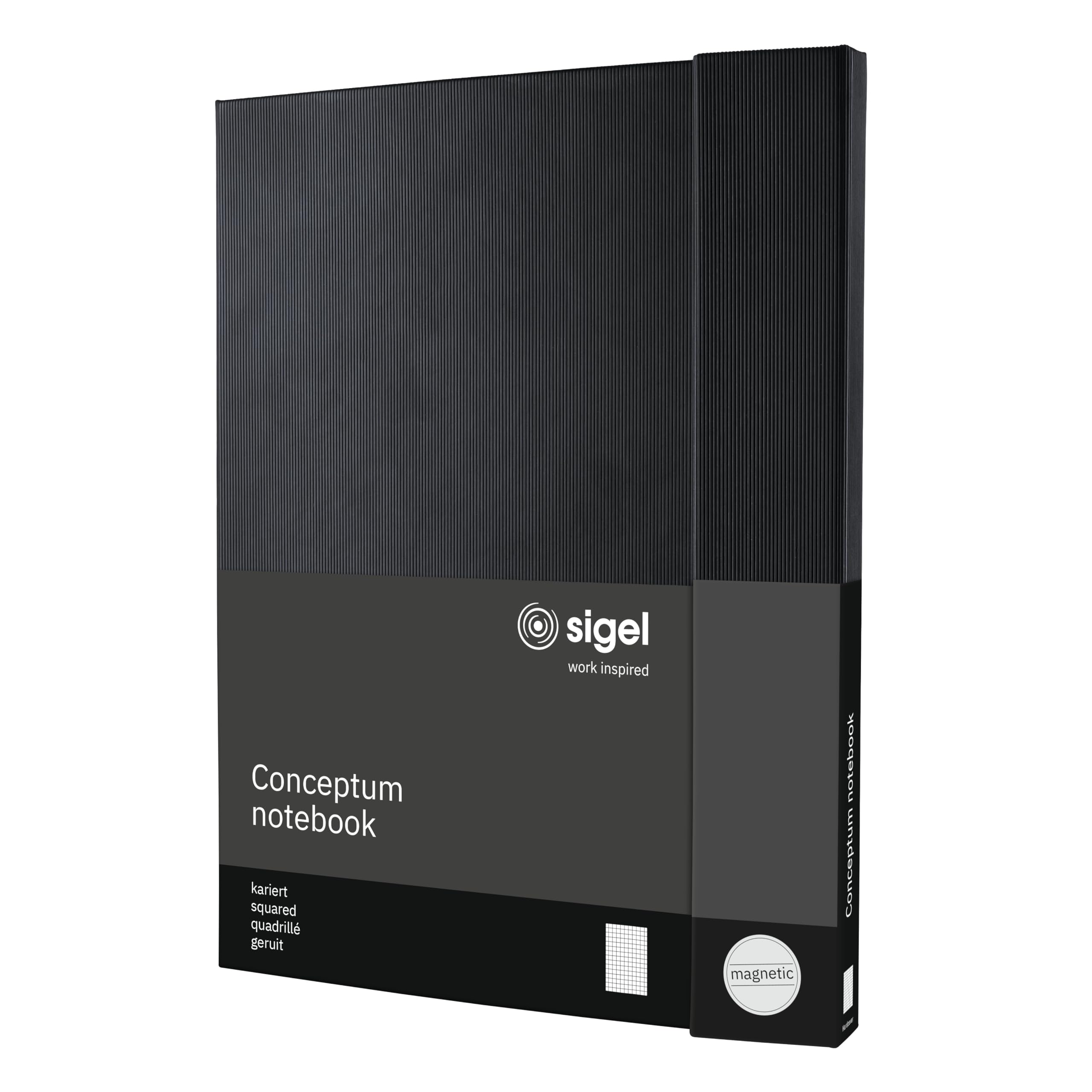 sigel-conceptum-premium-notizbuch-a4-kariert-schwarz-mit-magnetverschluss image 1