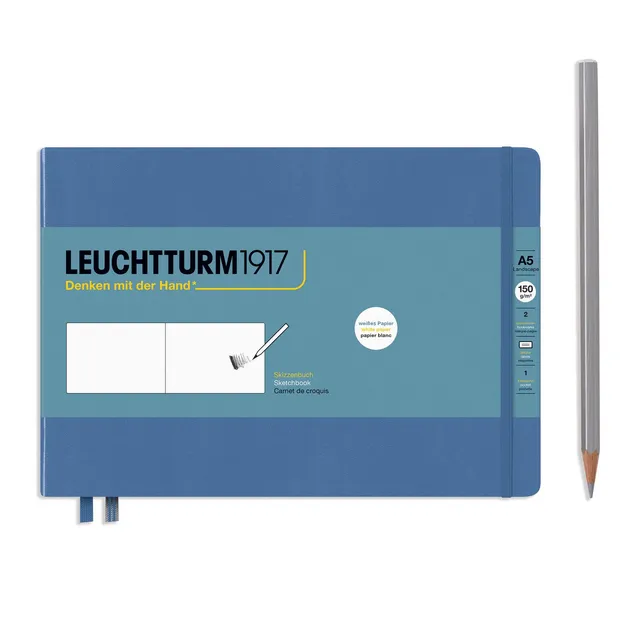 leuchtturm1917-362369-skizzenbuch-landscape-a5-hardcover-denim-150-g-m image 1