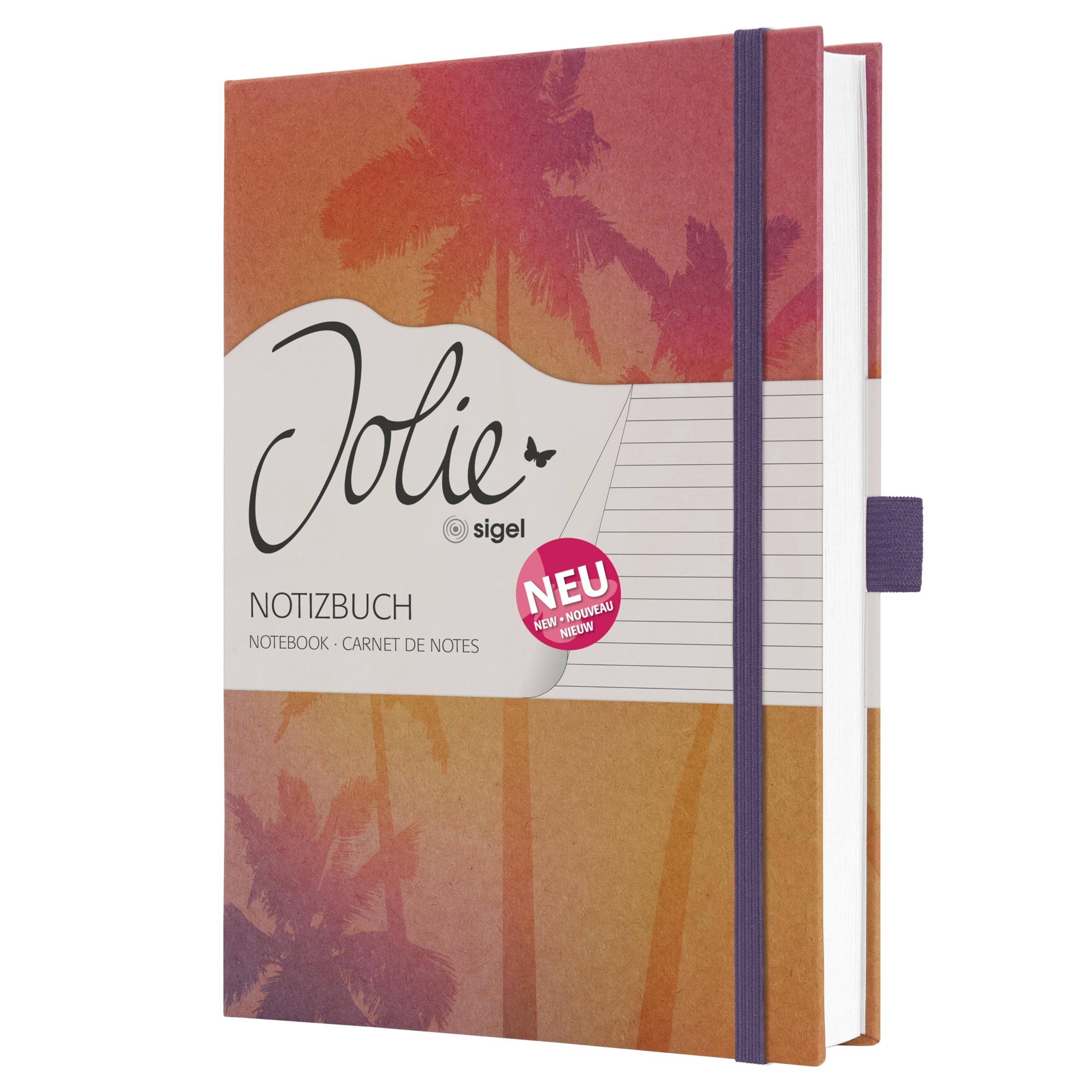 sigel-jolie-notizbuch-a5-liniert-pink-violett-pure-palms-192-seiten-hardcover image 3