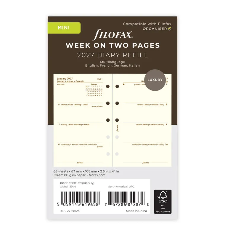 filofax-kalendereinlage-1-woche-2-seiten-multilingual-mini-2027 image 1