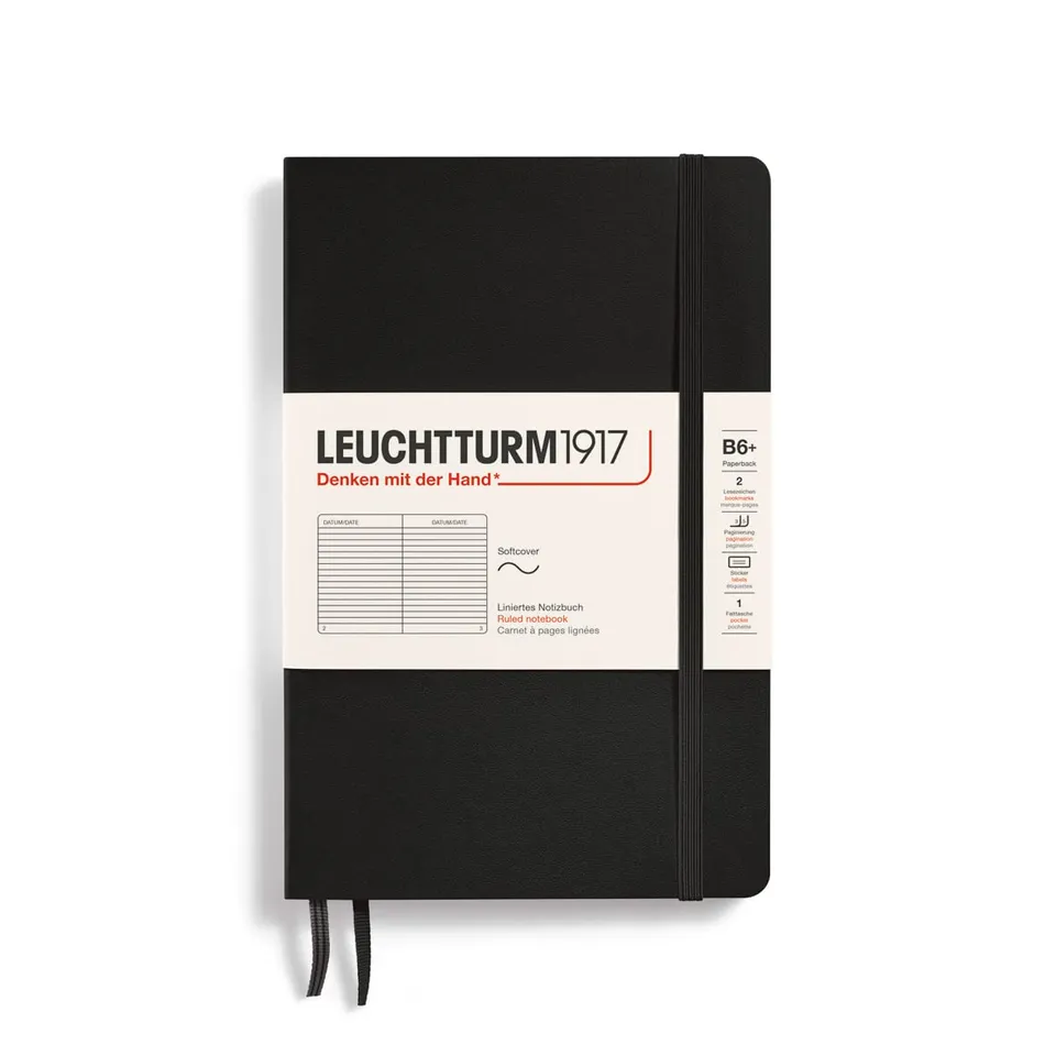 leuchtturm1917-notebook-classic-softcover-b6-liniert-schwarz image 1