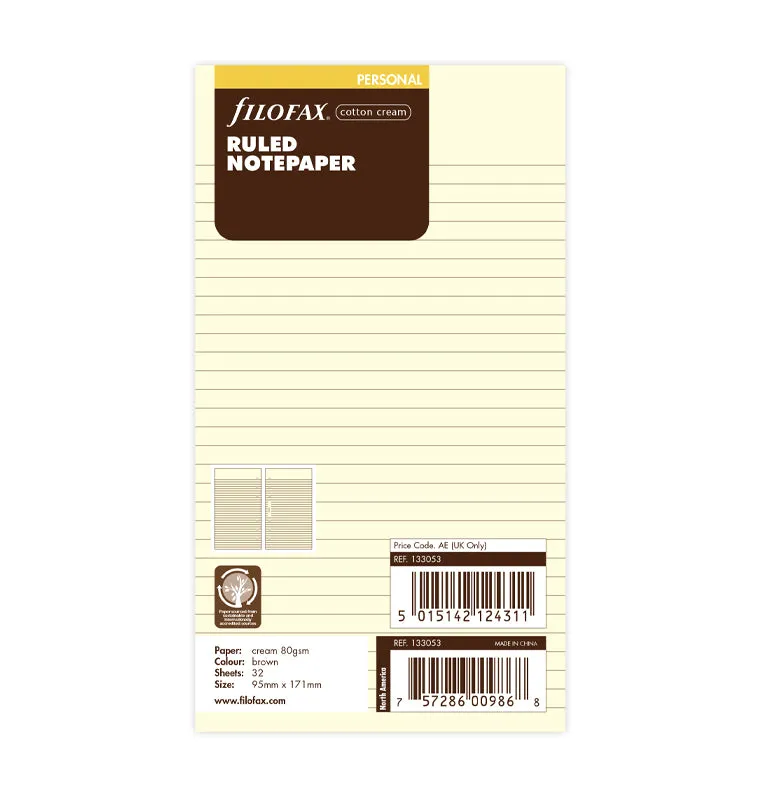filofax-personal-notizpapier-cotton-cream-liniert-20-blatt image 1
