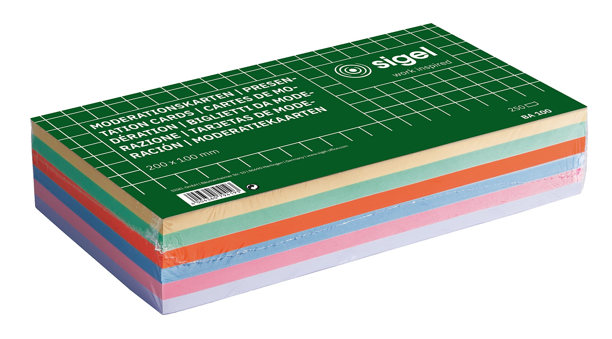 sigel-moderationskarten-rechteckig-10x20-cm-250-st-ck-6-farbig image 2