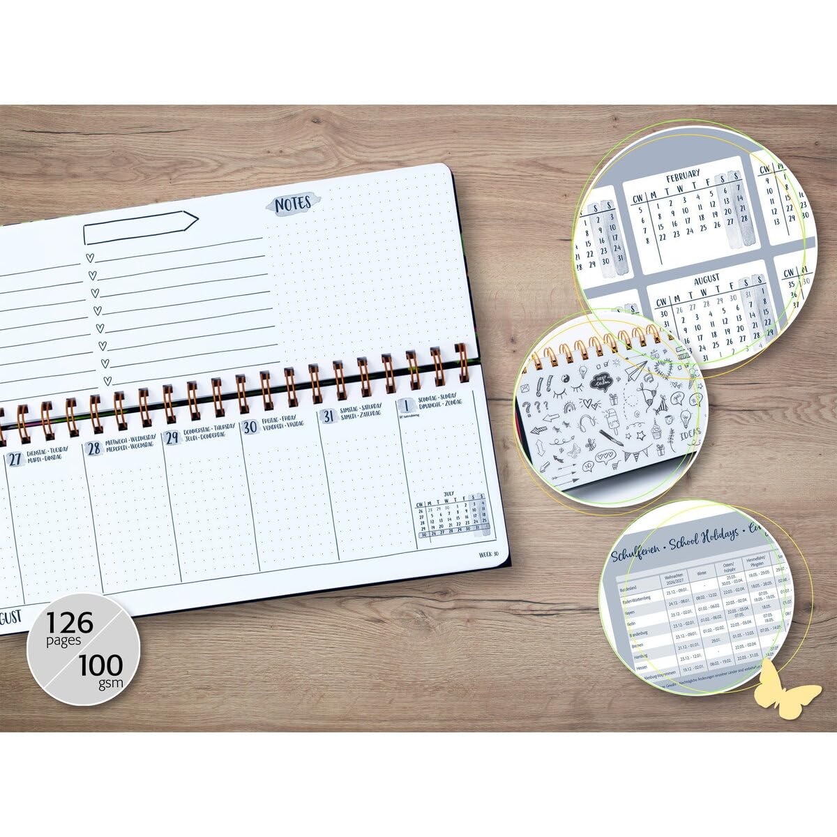 sigel-jolie-tischkalender-2027-querformat-rainbow-flow-gelb-lila image 3