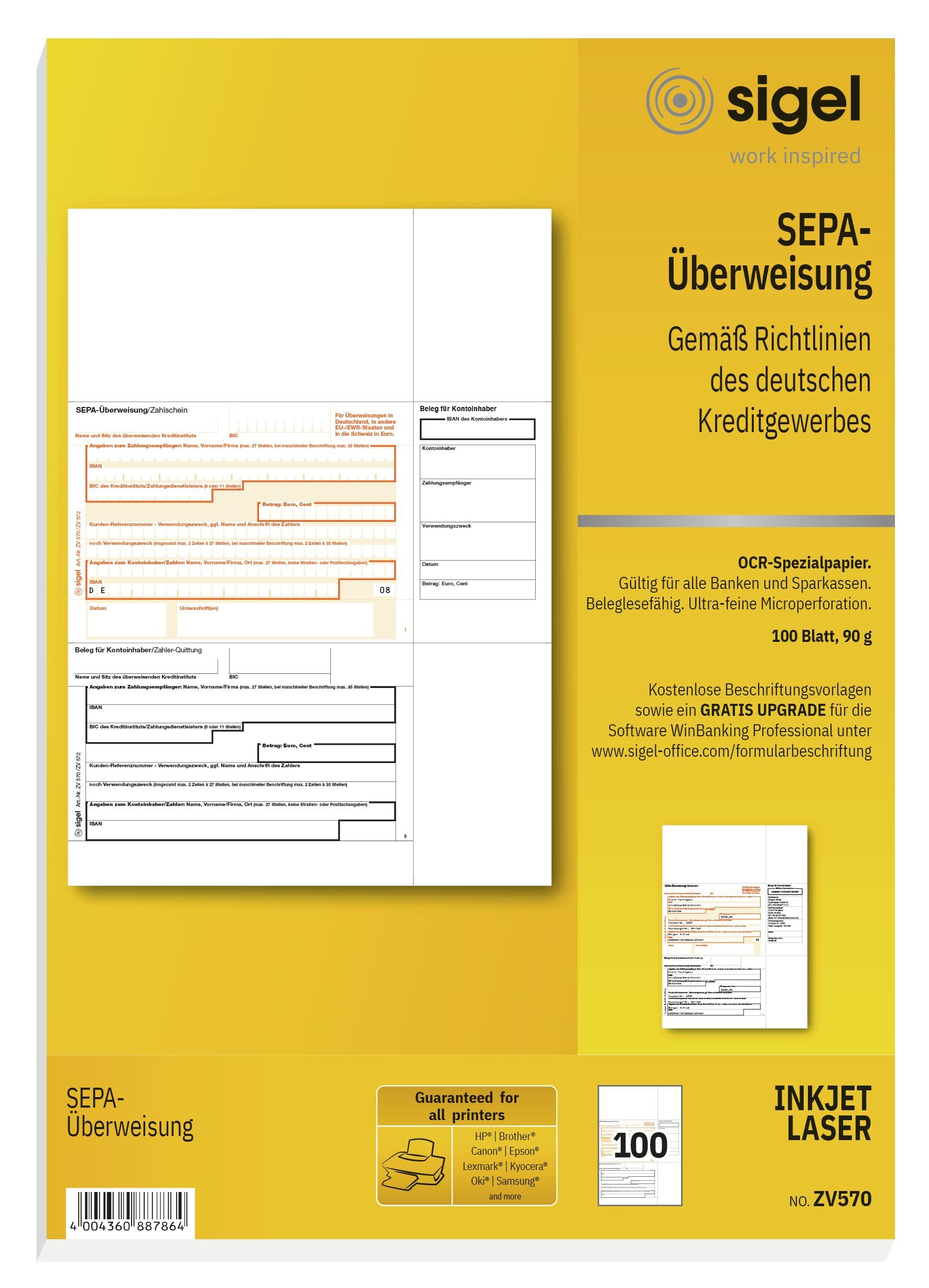 sigel-zv570-sepa-berweisungen-a4-100-blatt-berweisungstr-ger-zahlschein image 1