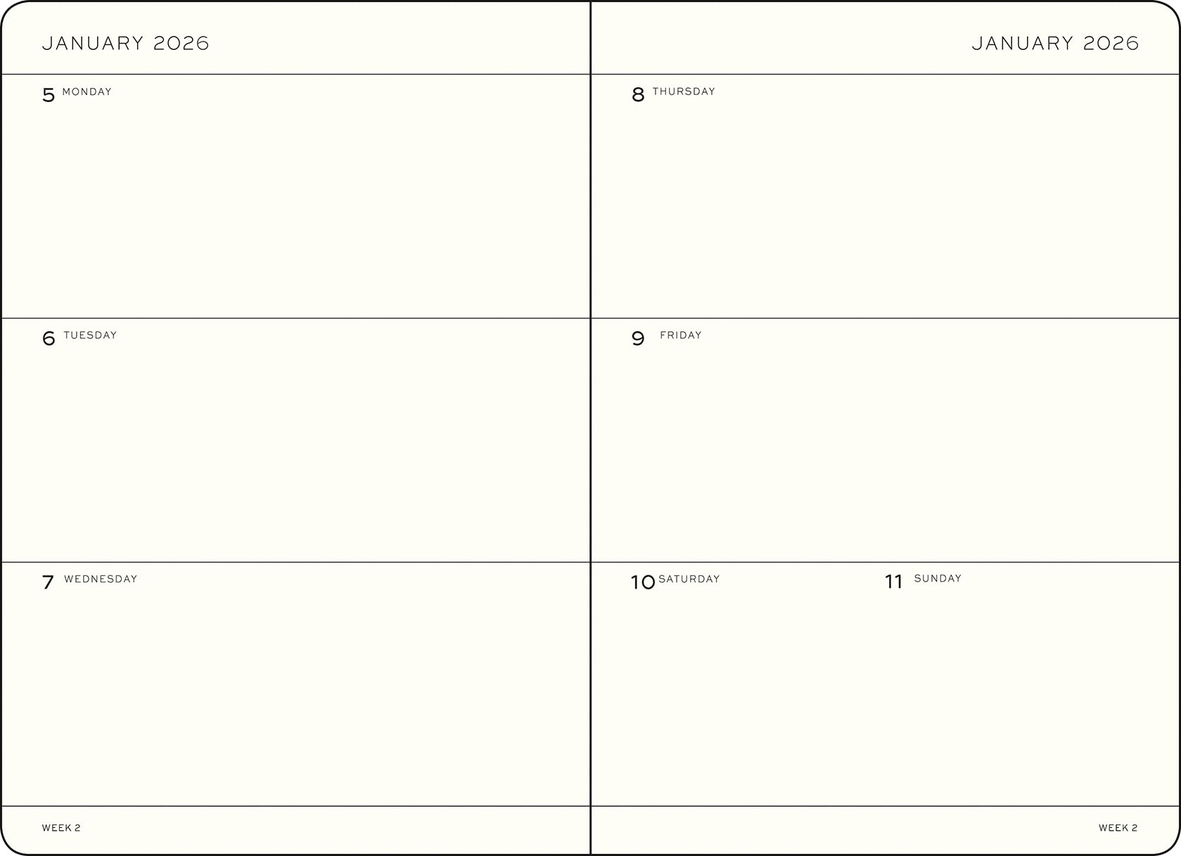 leuchtturm1917-wochenkalender-medium-a5-2026-rising-sun-englisch-softcover image 2