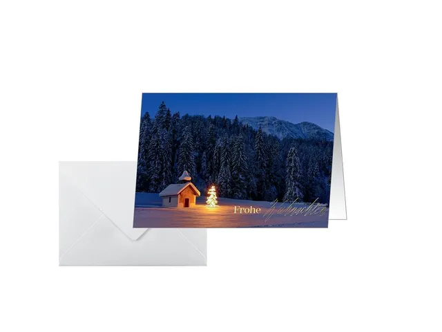 sigel-christmas-chapel-weihnachtskarten-a6-10-st-ck-blau-goldpr-gung image 1