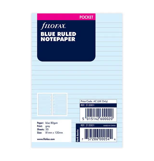 filofax-notizpapier-blau-liniert-pocket-20-blatt-sale image 1