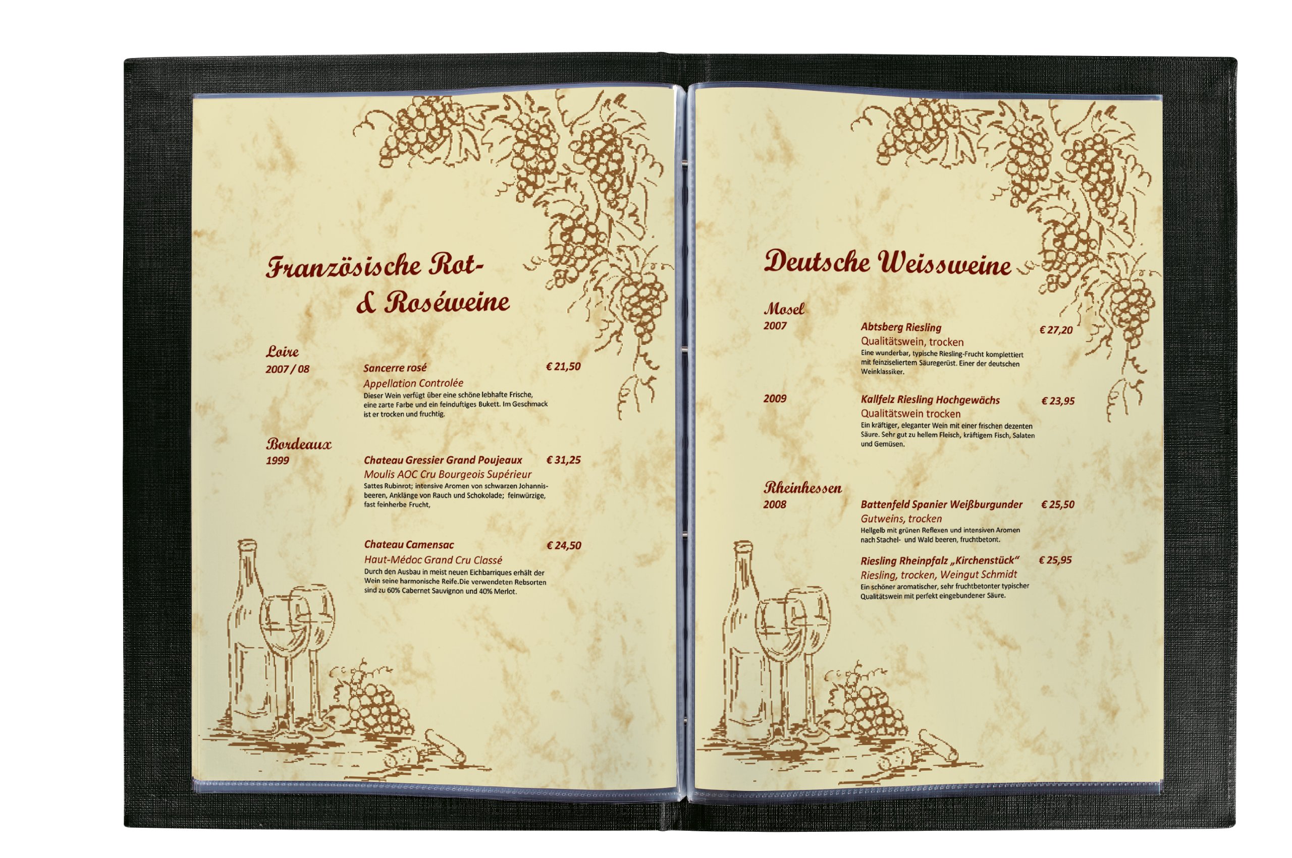 sigel-speisekartenmappen-a4-buchschrauben-schwarz-5er-set image 2