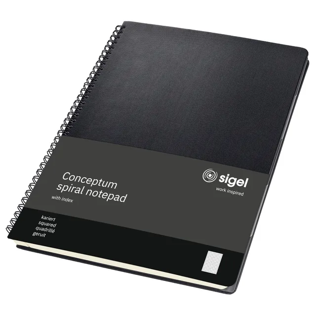 sigel-conceptum-co840-spiralblock-a4-kariert-hardcover-schwarz image 1