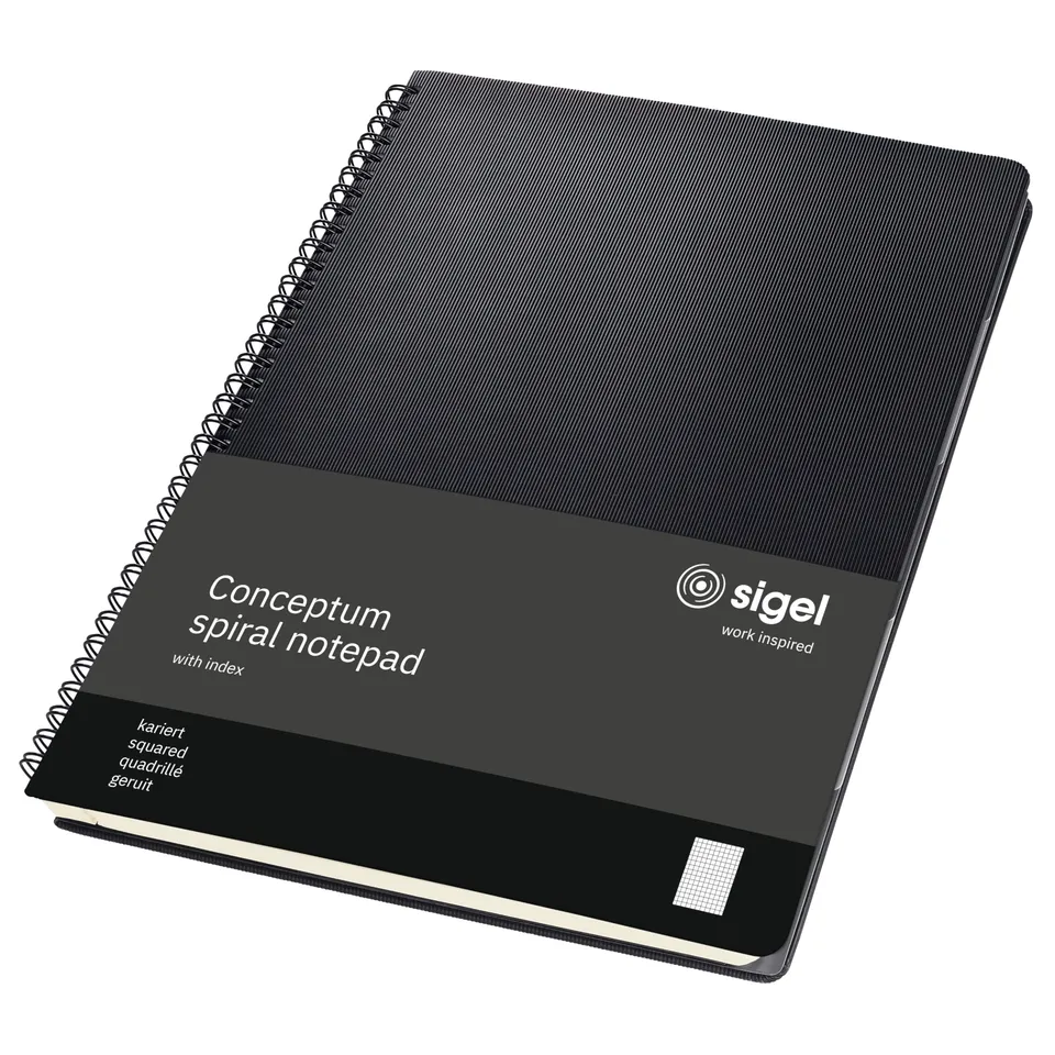 sigel-conceptum-co840-spiralblock-a4-kariert-hardcover-schwarz image 1