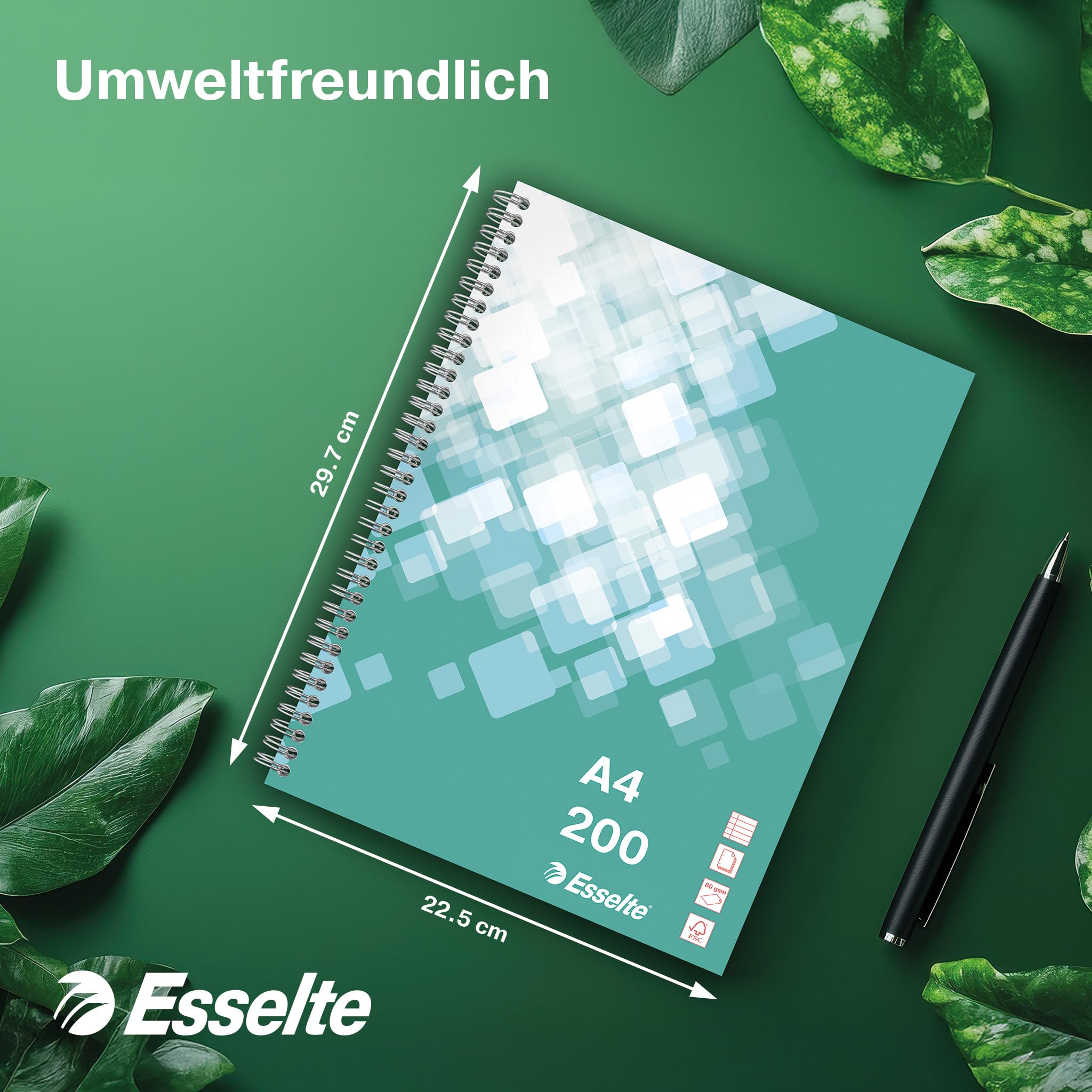 esselte-collegeblock-a4-liniert-gr-n-3er-pack-200-blatt image 6