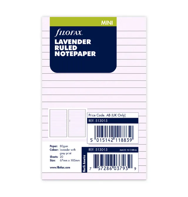 filofax-notizpapier-lavendel-liniert-mini-20-blatt-sale image 1