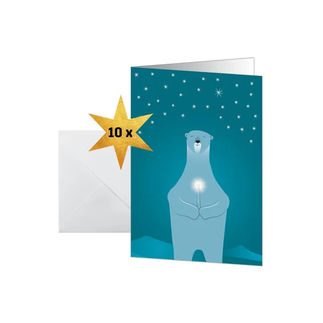 sigel-weihnachtskarten-eisb-r-mit-kerze-a6-10-karten-mit-umschl-gen image 1