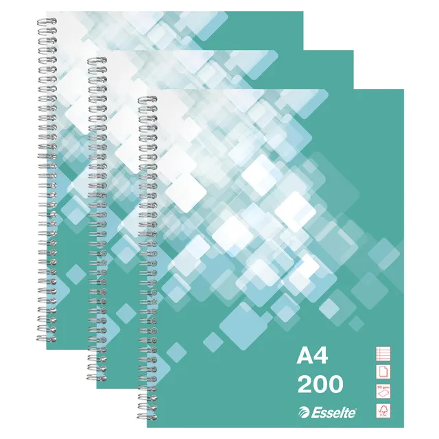 esselte-collegeblock-a4-liniert-gr-n-3er-pack-200-blatt image 1