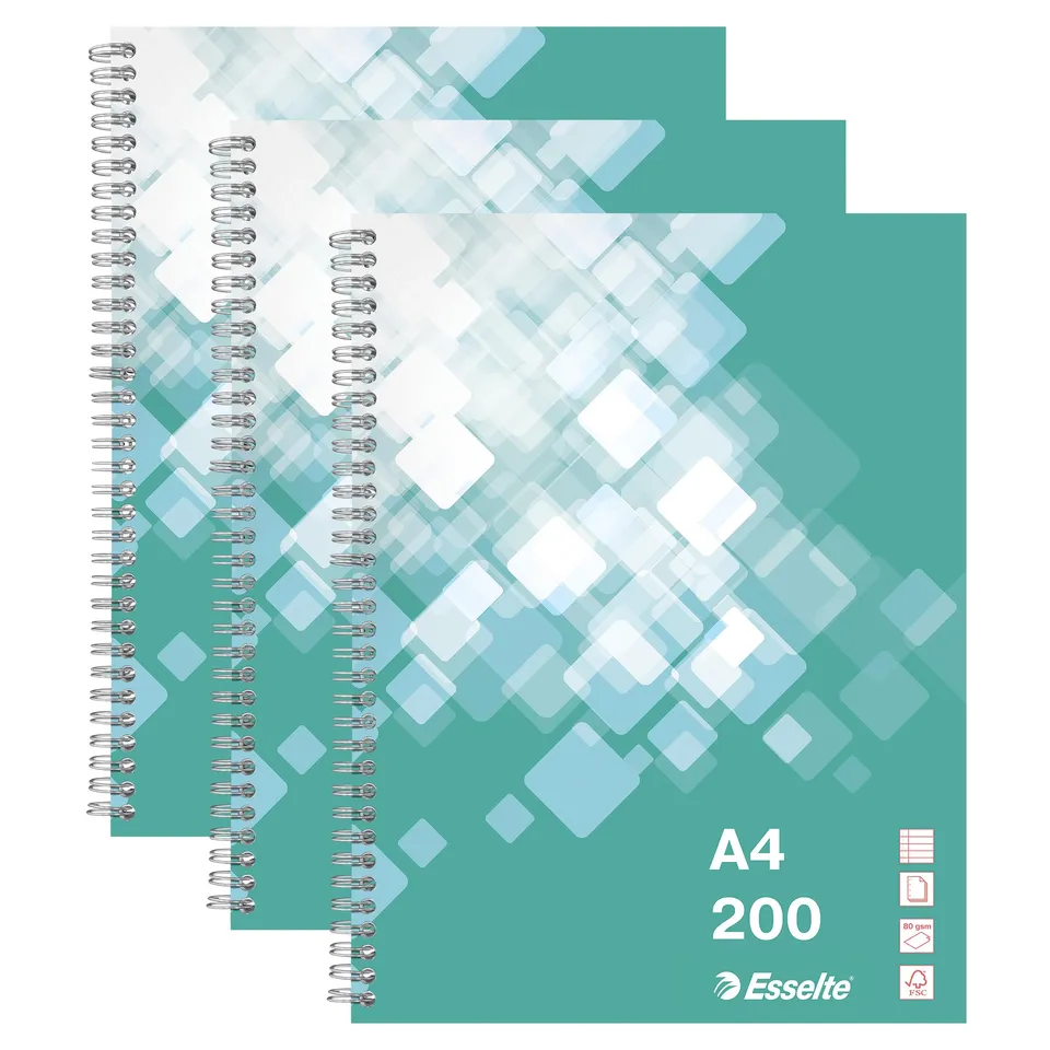 esselte-collegeblock-a4-liniert-gr-n-3er-pack-200-blatt image 1