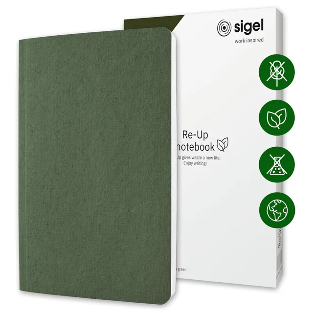 sigel-re-up-ru205-veganes-notizbuch-a5-liniert-aus-teebl-ttern-und-baumwollreste image 1