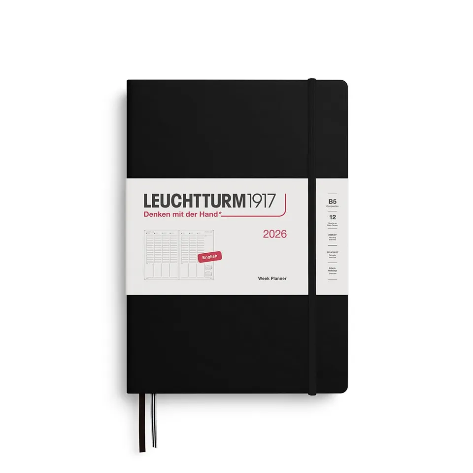 leuchtturm1917-wochenplaner-composition-b5-2026-schwarz-englisch-hardcover-kalen image 1
