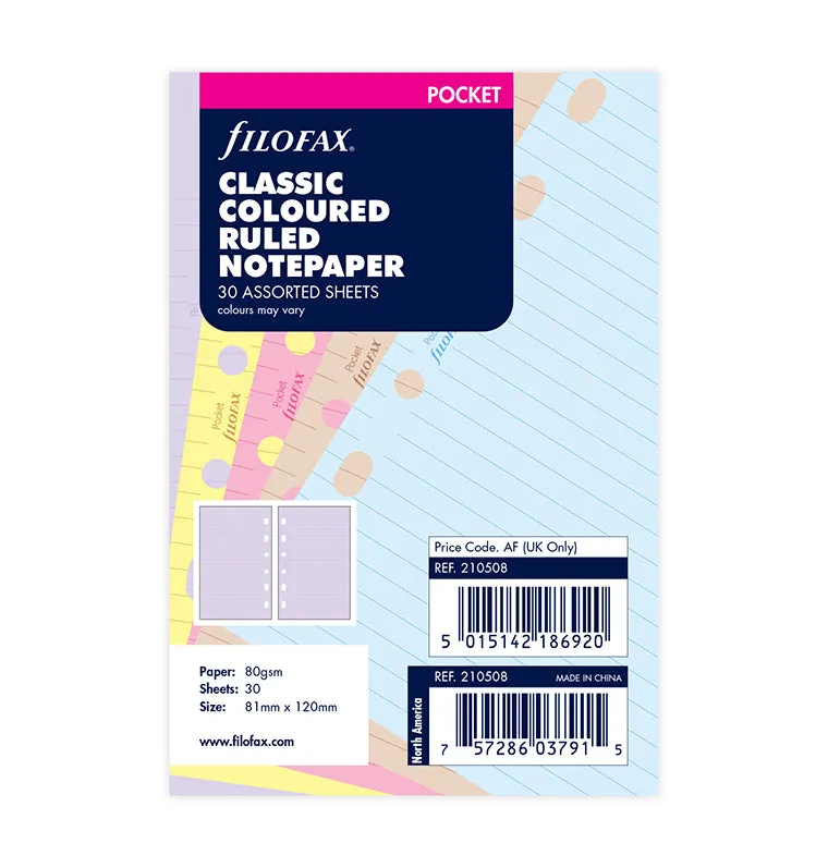 filofax-notizpapier-classic-sortiert-liniert-pocket-30-blatt image 1