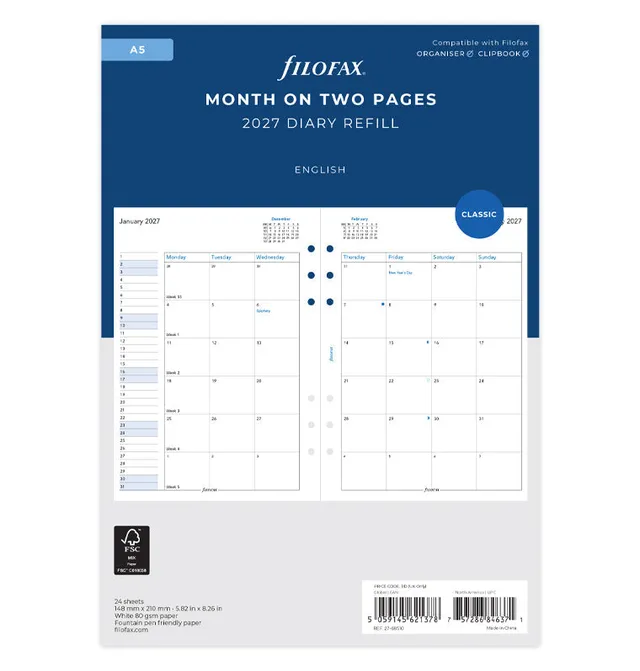 filofax-the-original-kalendereinlage-a5-2027-1-monat-2-seiten-englisch image 1