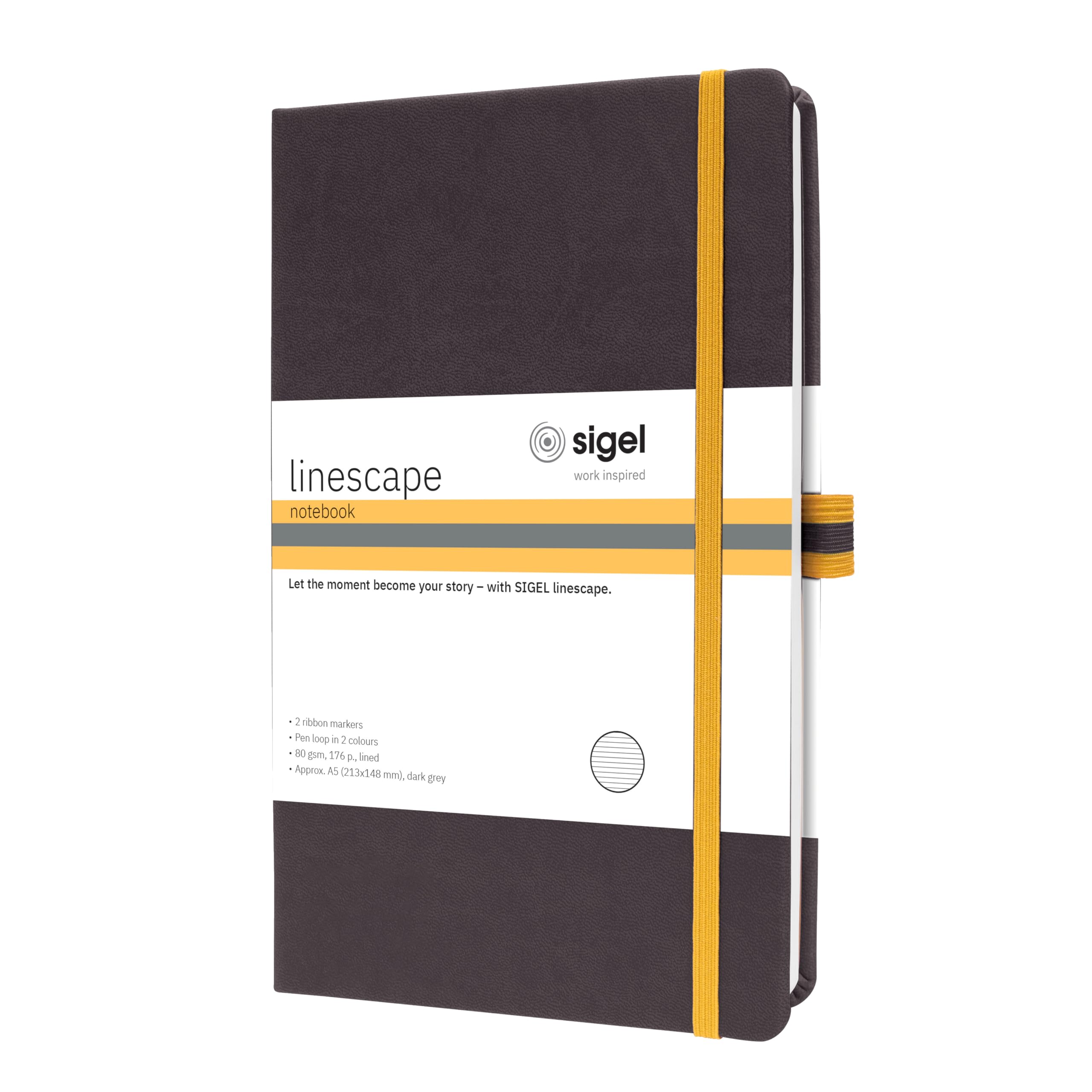sigel-linescape-notizbuch-a5-liniert-hardcover-dunkelgrau-gelb image 8