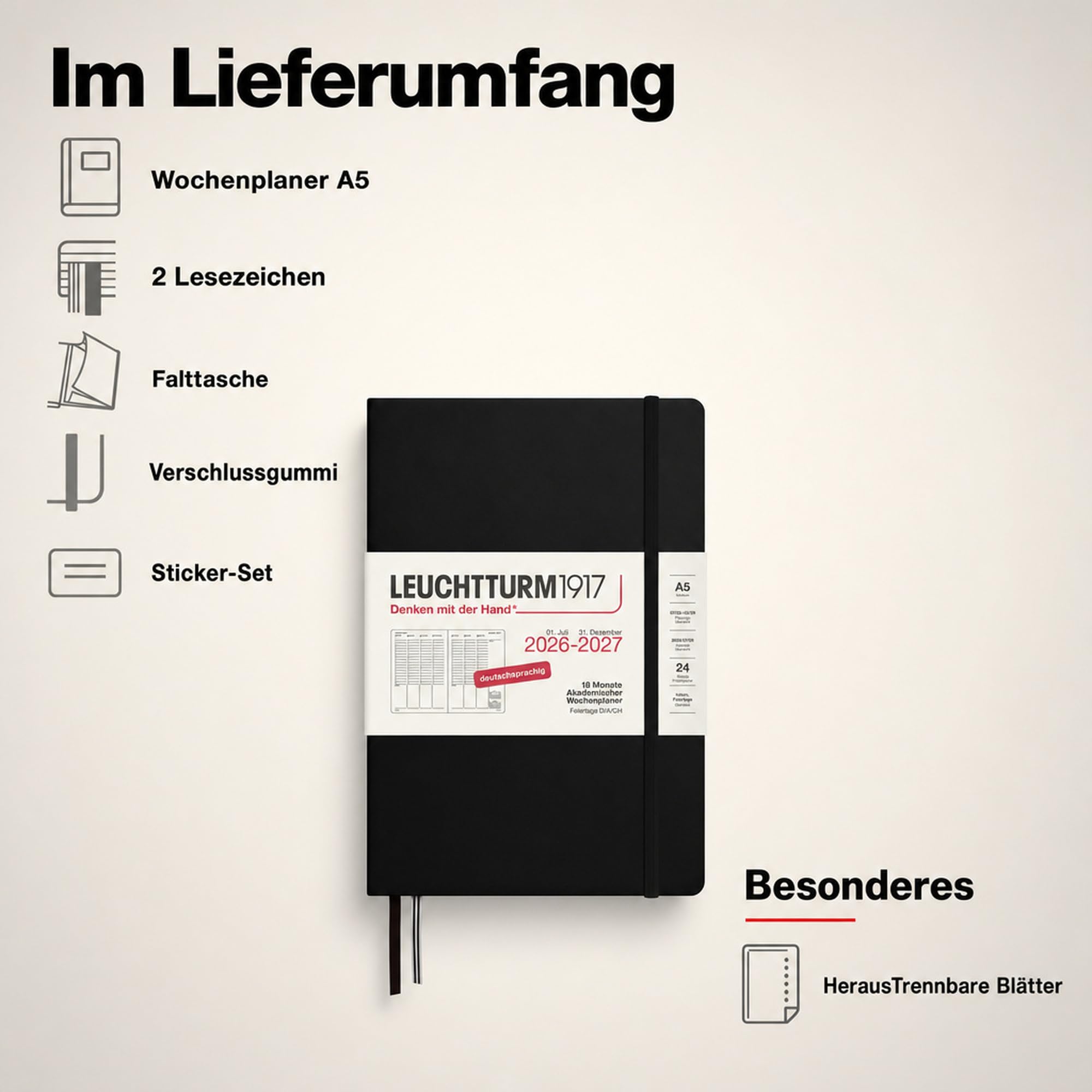 leuchtturm1917-wochenplaner-2027-medium-a5-schwarz-deutsch-18-monate-stundenrast image 7