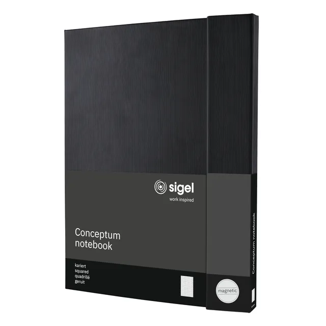 sigel-conceptum-premium-notizbuch-a4-kariert-schwarz-mit-magnetverschluss image 1