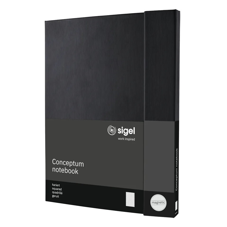 sigel-conceptum-premium-notizbuch-a4-kariert-schwarz-mit-magnetverschluss image 1