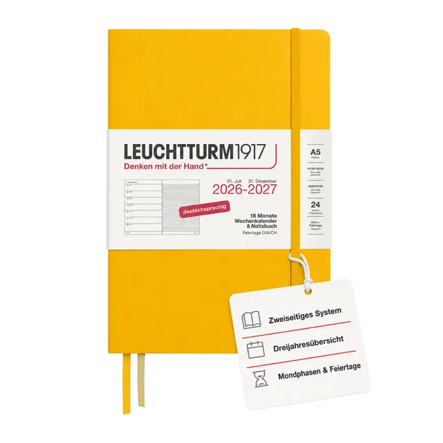 leuchtturm1917-wochenkalender-2027-a5-mit-notizbuch-18-monate-juli-2026-dezember image 1