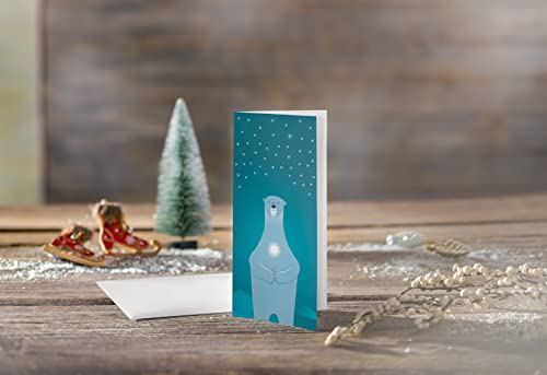 sigel-weihnachtskarten-eisb-r-mit-kerze-din-lang-10-klappkarten-wei-petrol-mit-u image 7