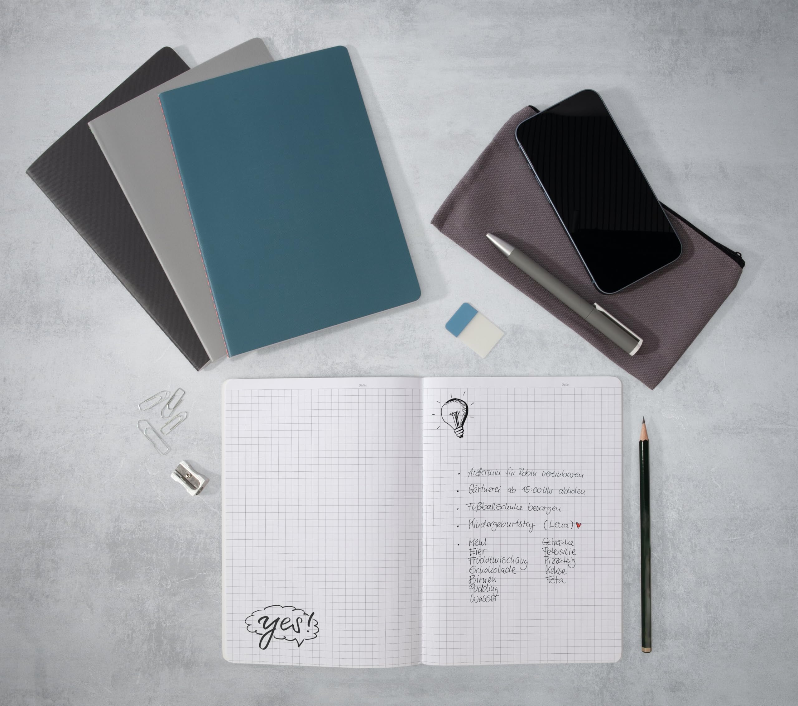 sigel-notizhefte-a5-kariert-softcover-light-grey-orange-2er-pack-68-seiten image 3