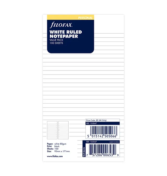 filofax-notizpapier-wei-liniert-vorteilspack-personal-100-blatt image 1