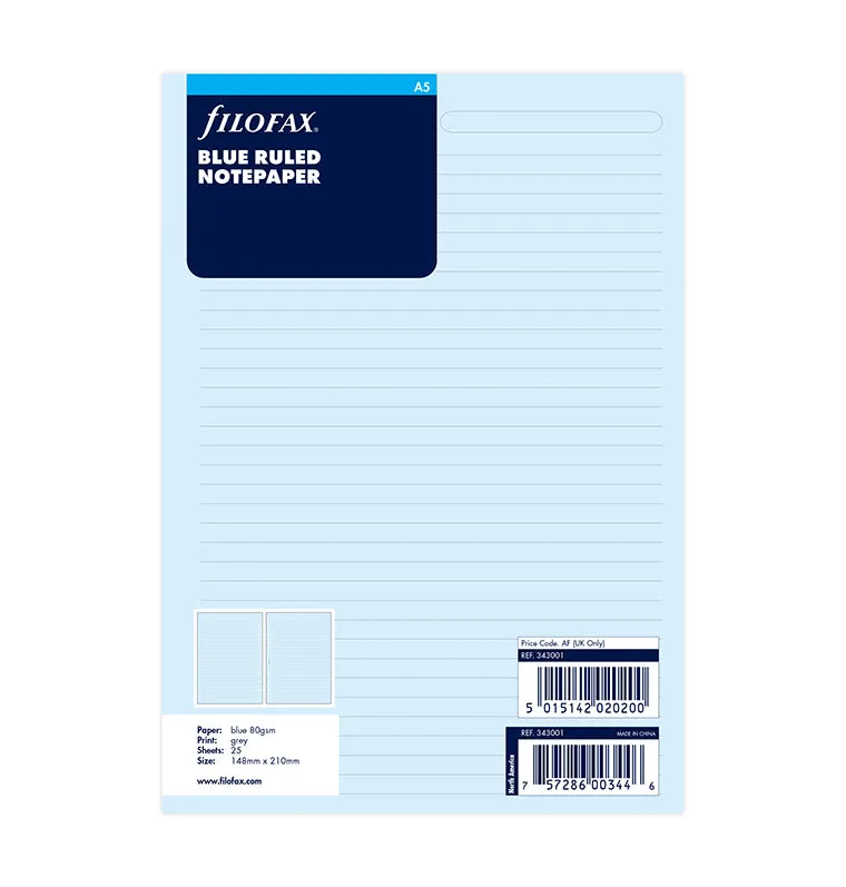 filofax-the-original-notizpapier-blau-liniert-a5-20-blatt image 1