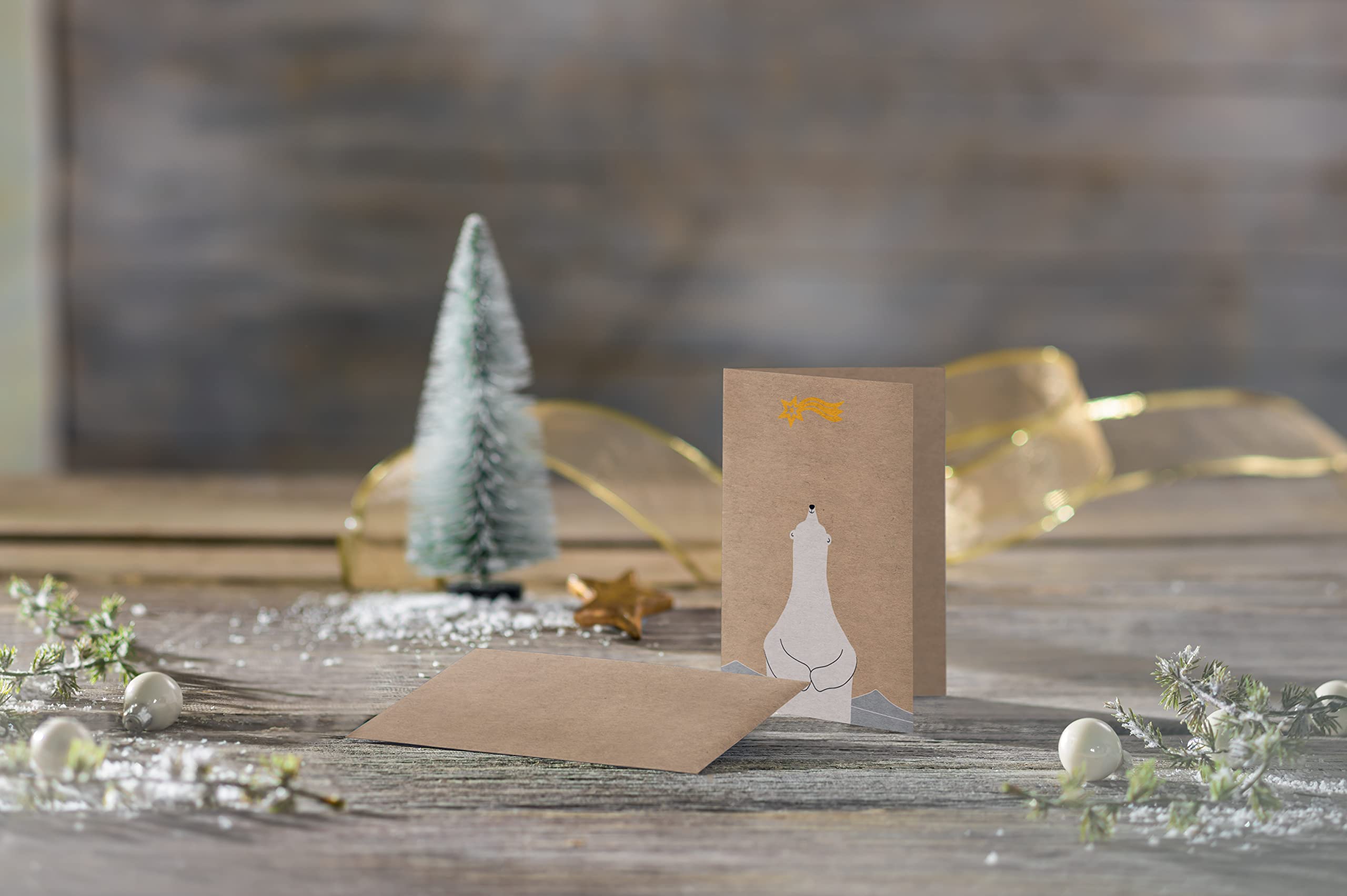 sigel-weihnachtskarten-eisb-r-stern-a6-kraftpapier-hardcover-10-klappkarten-mit- image 2