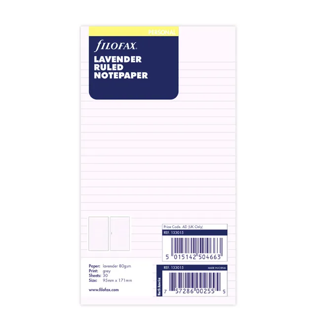 filofax-notizpapier-personal-lavendel-liniert-20-blatt image 1