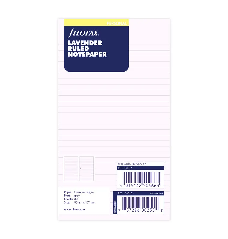 filofax-notizpapier-personal-lavendel-liniert-20-blatt image 1