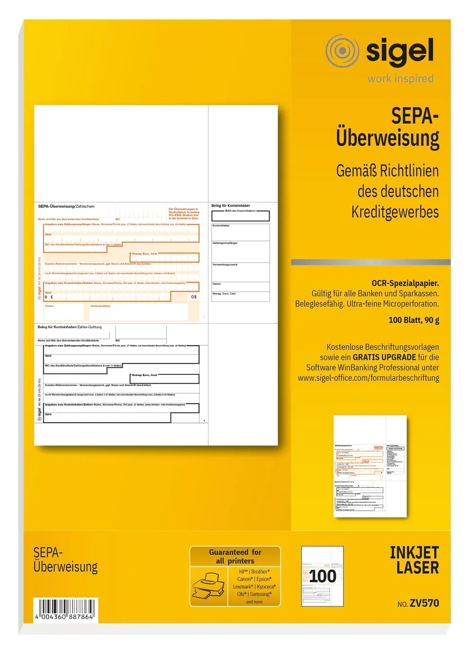 sigel-zv570-sepa-berweisungen-a4-100-blatt-berweisungstr-ger-zahlschein image 1