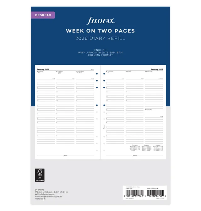 filofax-kalendereinlage-2026-deskfax-1-woche-2-seiten-englisch image 1