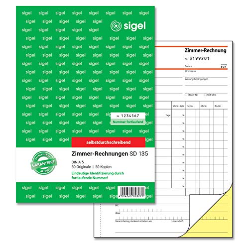 sigel-sd135-zimmerrechnung-a5-nummeriert-selbstdurchschreibend-2x50 image 8